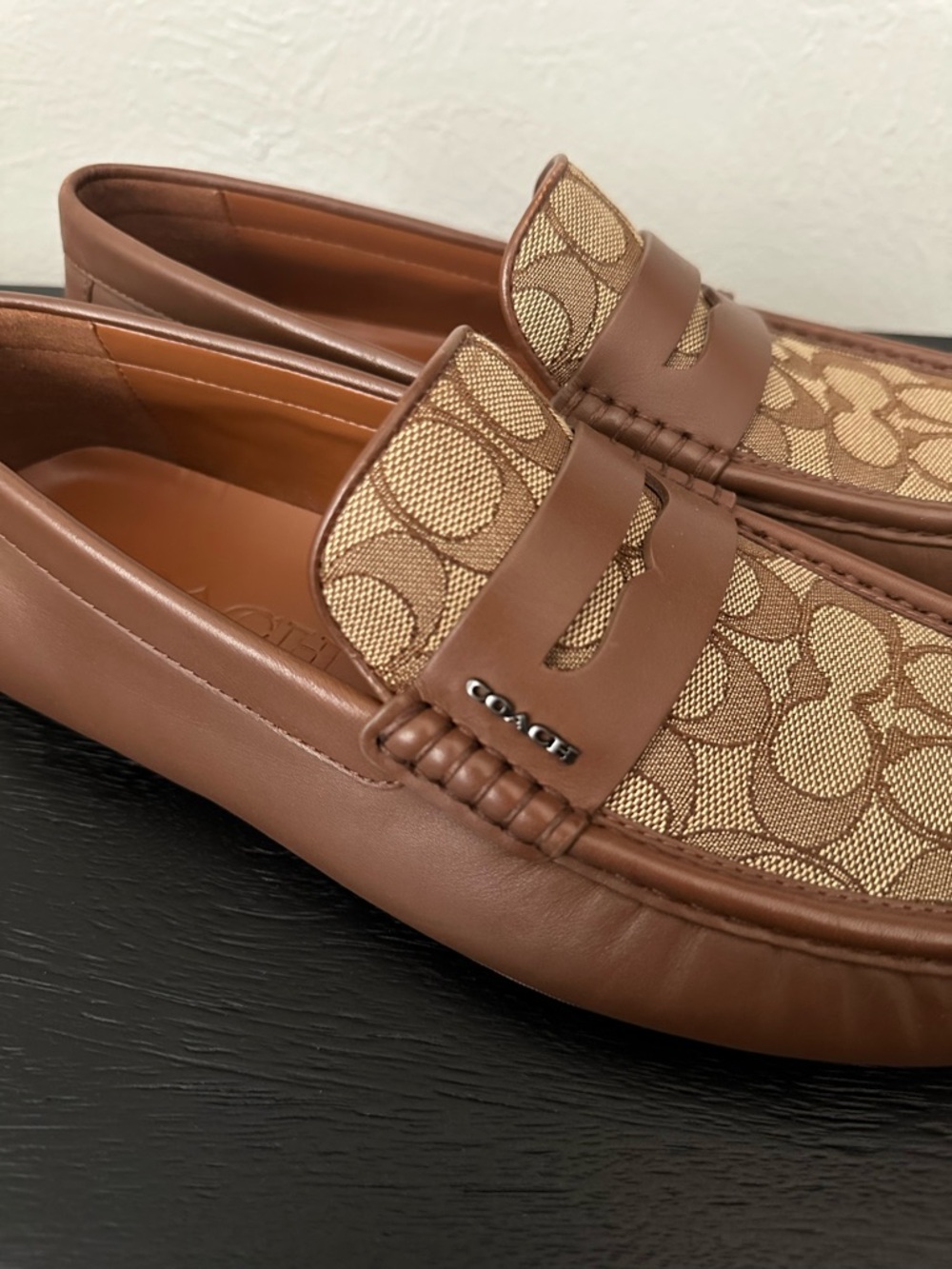 Coach Men's Brown Signature Canvas Loafers - Picture 3 of 5